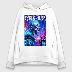 Женское худи оверсайз Neon punk skeleton - ai art fantasy