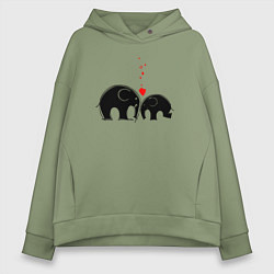Женское худи оверсайз Влюблённые слонята