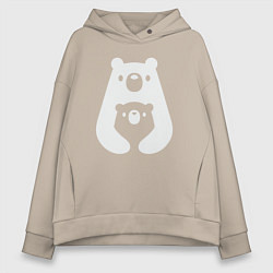 Женское худи оверсайз Обнимашки-мишки