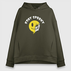 Женское худи оверсайз Stay spooky смайл эмодзи