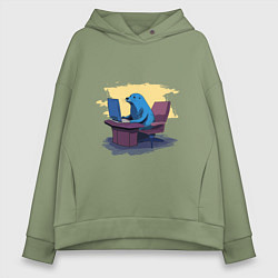 Женское худи оверсайз Тюлень за компьютером