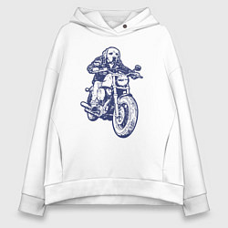 Женское худи оверсайз Лабрадор байкер на мотоцикле чоппере