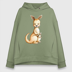 Женское худи оверсайз Кенгуру с детенышем