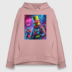 Женское худи оверсайз Барт Симпсон с котом роботом - нейроарт