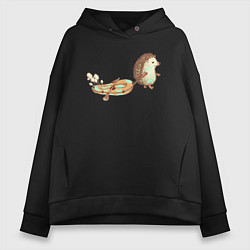 Женское худи оверсайз Ежик со спущенной лодкой