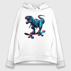 Женское худи оверсайз Тираннозавр на скейтборде - экстрим
