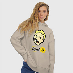 Толстовка оверсайз женская Vault boy - covid 19, цвет: миндальный — фото 2