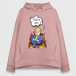 Женское худи оверсайз Vault boy in the fire