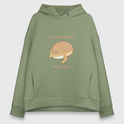 Женское худи оверсайз Жаба из мема среда мои чуваки