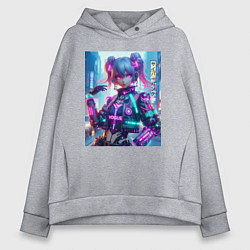 Женское худи оверсайз Модная красотка - киберпанк