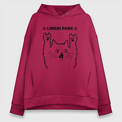 Толстовка оверсайз женская Linkin Park 2024 - rock cat, цвет: маджента