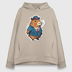 Женское худи оверсайз Капибара деловая