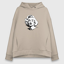 Женское худи оверсайз Мэрилин Монро в черно белом цвете