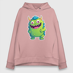 Женское худи оверсайз Зеленый монстрик