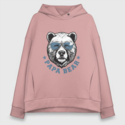 Женское худи оверсайз Папа медведь в очках