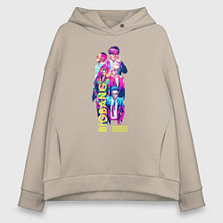 Женское худи оверсайз Big bang в неоновом стиле