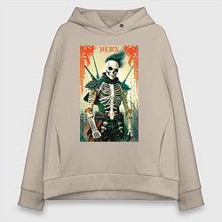 Женское худи оверсайз Готический скелет - хэллоуин