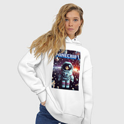 Толстовка оверсайз женская Брюнетка в космосе - Майнкрафт фантазия, цвет: белый — фото 2