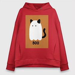 Женское худи оверсайз Котик-призрак на хэллоуин