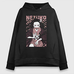 Женское худи оверсайз Nezuko black total cost