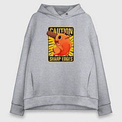 Женское худи оверсайз Caution pochito black vinyl