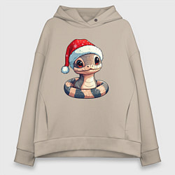 Женское худи оверсайз Новогодняя полосатая змейка