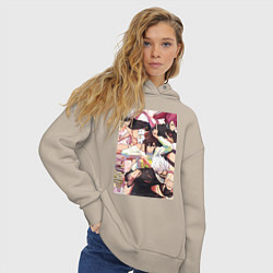 Толстовка оверсайз женская Дандадан: Момо Аясэ, цвет: миндальный — фото 2