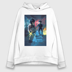 Толстовка оверсайз женская Дандадан: Момо Аясэ, цвет: белый