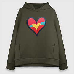 Женское худи оверсайз Яркое сердечко