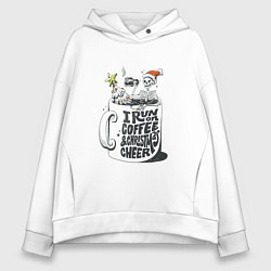 Женское худи оверсайз Coffee Christmas Skeleton