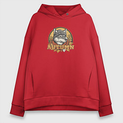 Женское худи оверсайз Осенний логотип с волком