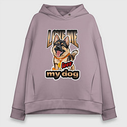 Женское худи оверсайз Немецкая овчарка с прикольной надписью