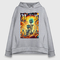 Женское худи оверсайз Морти и Рик - скелеты