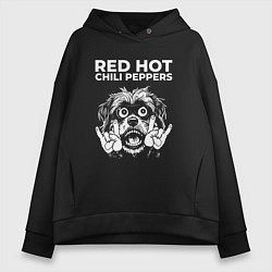 Толстовка оверсайз женская Red Hot Chili Peppers rock dog, цвет: черный