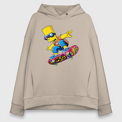 Женское худи оверсайз Барт Симпсон крутой скейтбордист - нейроарт