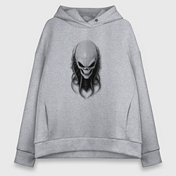 Женское худи оверсайз Зловещий череп с щупальцами