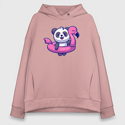 Женское худи оверсайз Панда и фламинго
