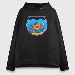 Женское худи оверсайз Рыбка в аквариуме