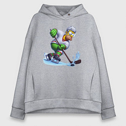 Женское худи оверсайз Гомер Симпсон - крутой хоккеист