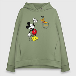 Женское худи оверсайз Микки Маус и Плуто