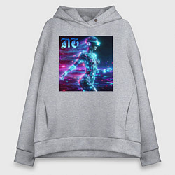 Женское худи оверсайз Neon cyber girl - ai art