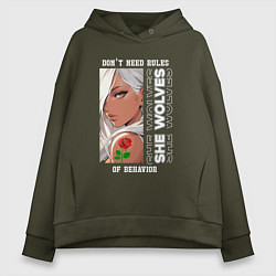 Женское худи оверсайз Девушка из аниме с розой