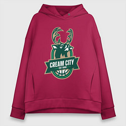 Женское худи оверсайз Milwaukee Bucks cream city