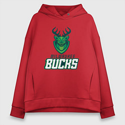 Толстовка оверсайз женская Milwaukee Bucks NBA, цвет: красный