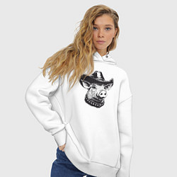 Толстовка оверсайз женская Ковбой свинья, цвет: белый — фото 2