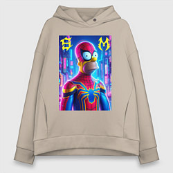 Женское худи оверсайз Homer Simpson and Spider man - collaboration