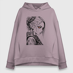 Женское худи оверсайз Девушка с алыми глазами