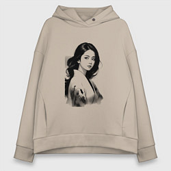 Женское худи оверсайз Азиатская девушка в кимоно
