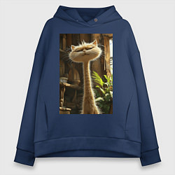 Женское худи оверсайз Кот с длинной шеей