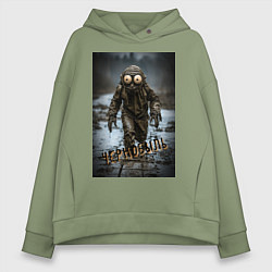 Женское худи оверсайз Человек в чернобыле